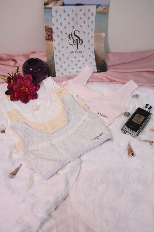 SP Soft Cotton Half Camisole 3 Piece Set - 0035