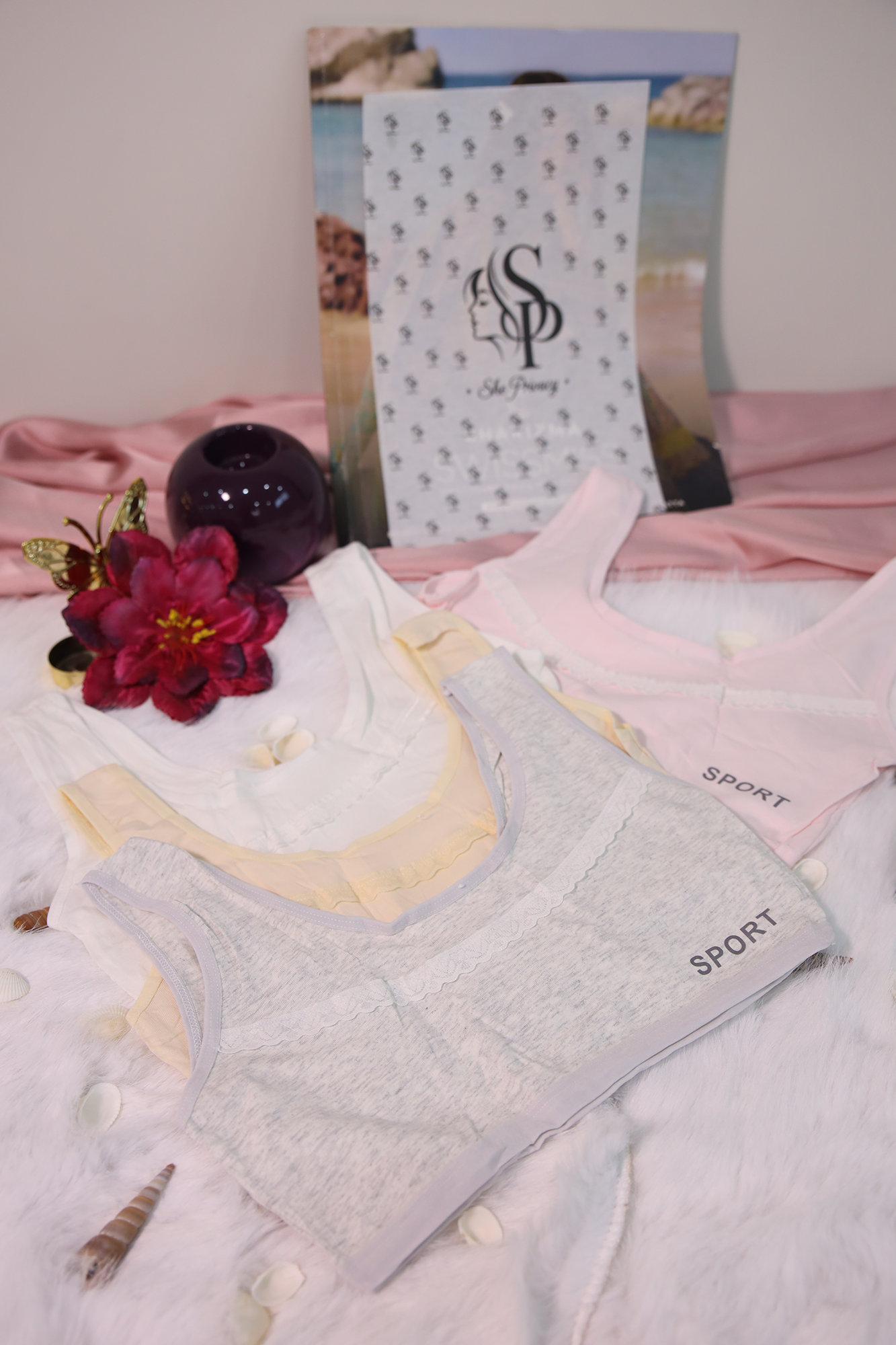 SP Soft Cotton Half Camisole 3 Piece Set