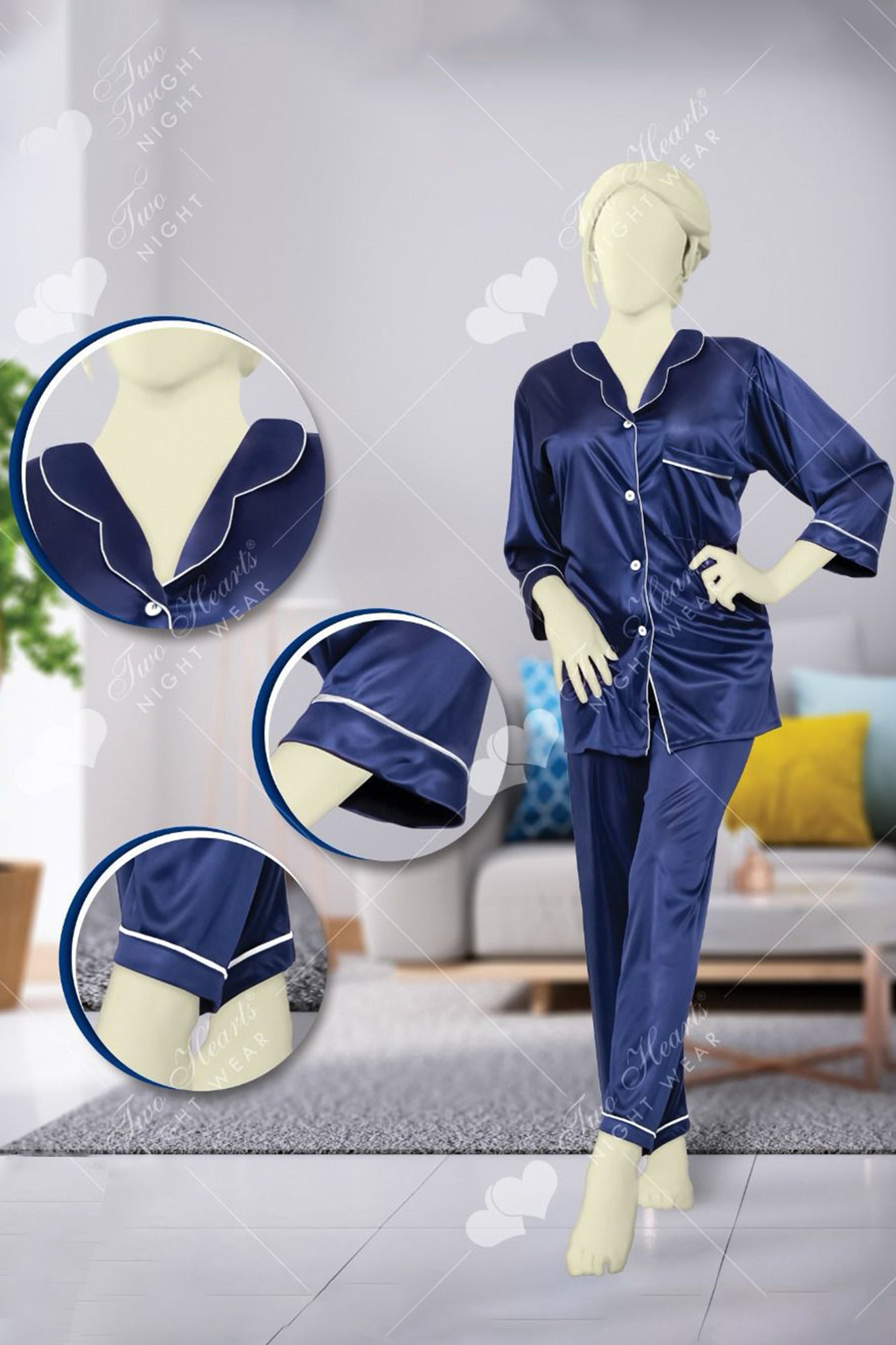 Luxury Soft Silk Two Piece Night Suit