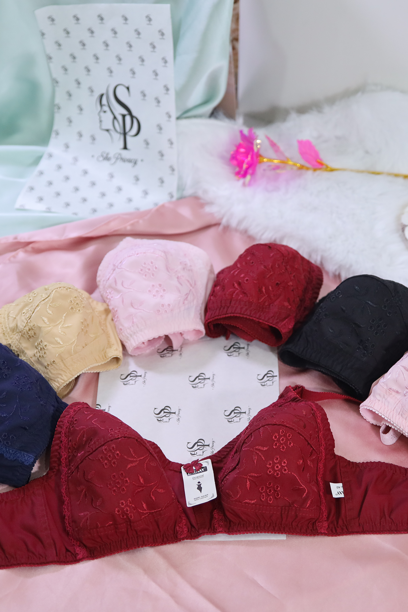 Chicken Embroidered Cotton Bra Pack of 3 - 0005