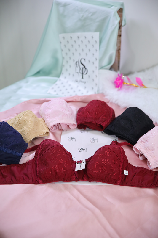 Chicken Embroidered Cotton Bra Pack of 4 - 0005