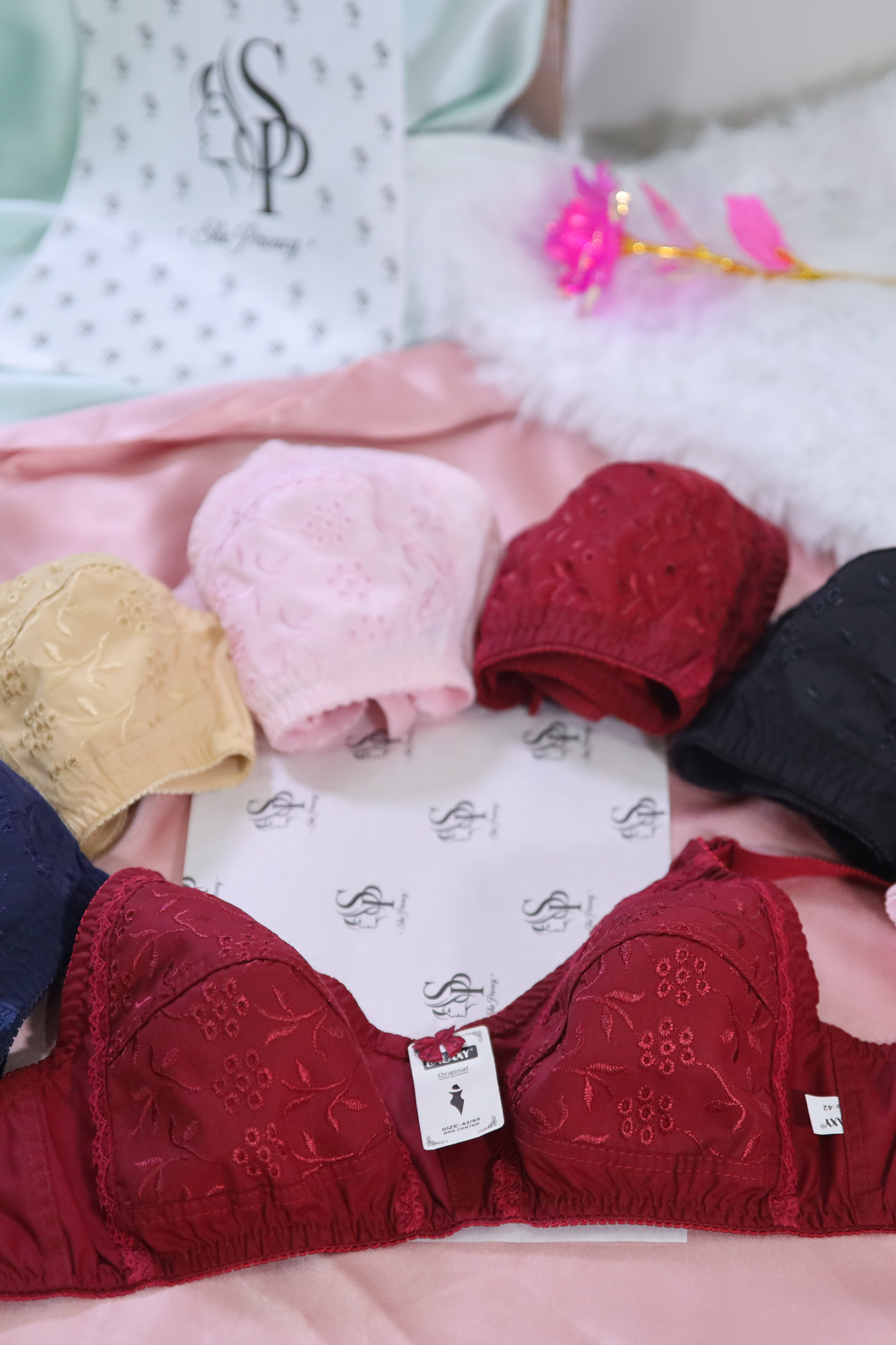 Chicken Embroidered Cotton Bra Pack of 3 - 0005