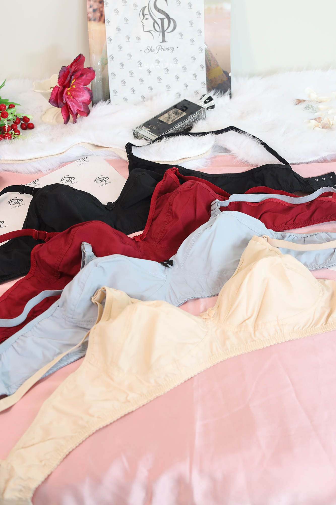 Pack of 4 Soft Cotton Bras Adjustable & Comfortable