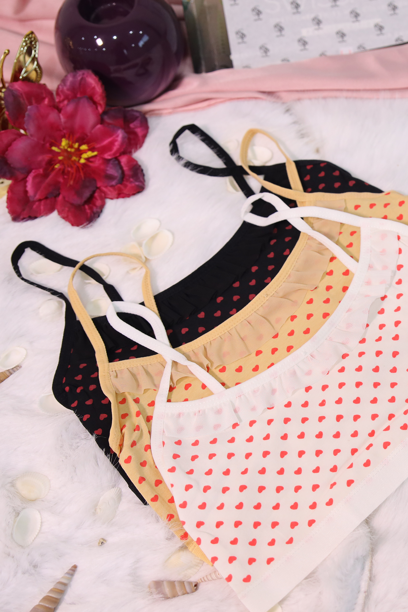 Soft Cotton Half Camisole 3 Piece Set