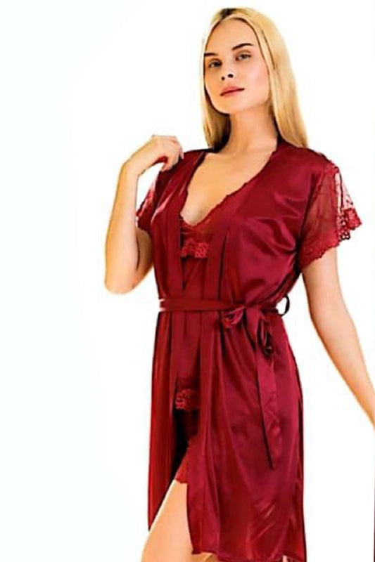 Soft Silk Three Piece Nighty