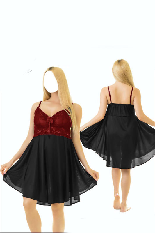 Adjustable Strap Soft Silk Net Nighty