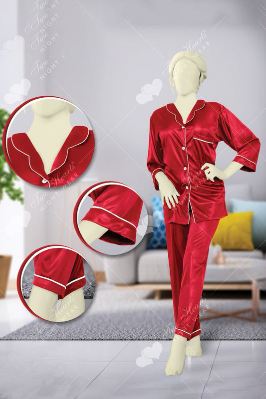 Luxury Soft Silk Two Piece Night Suit - 0055