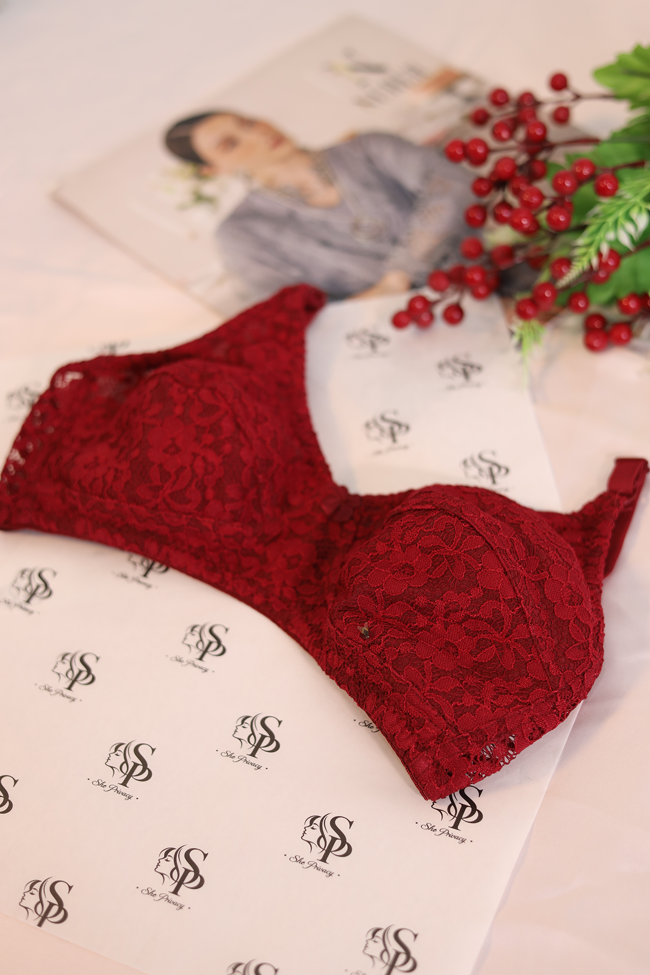Pack of 2 Floral Lacy Design Wired Half Cup Double Pad Push-Up Bras – 0072