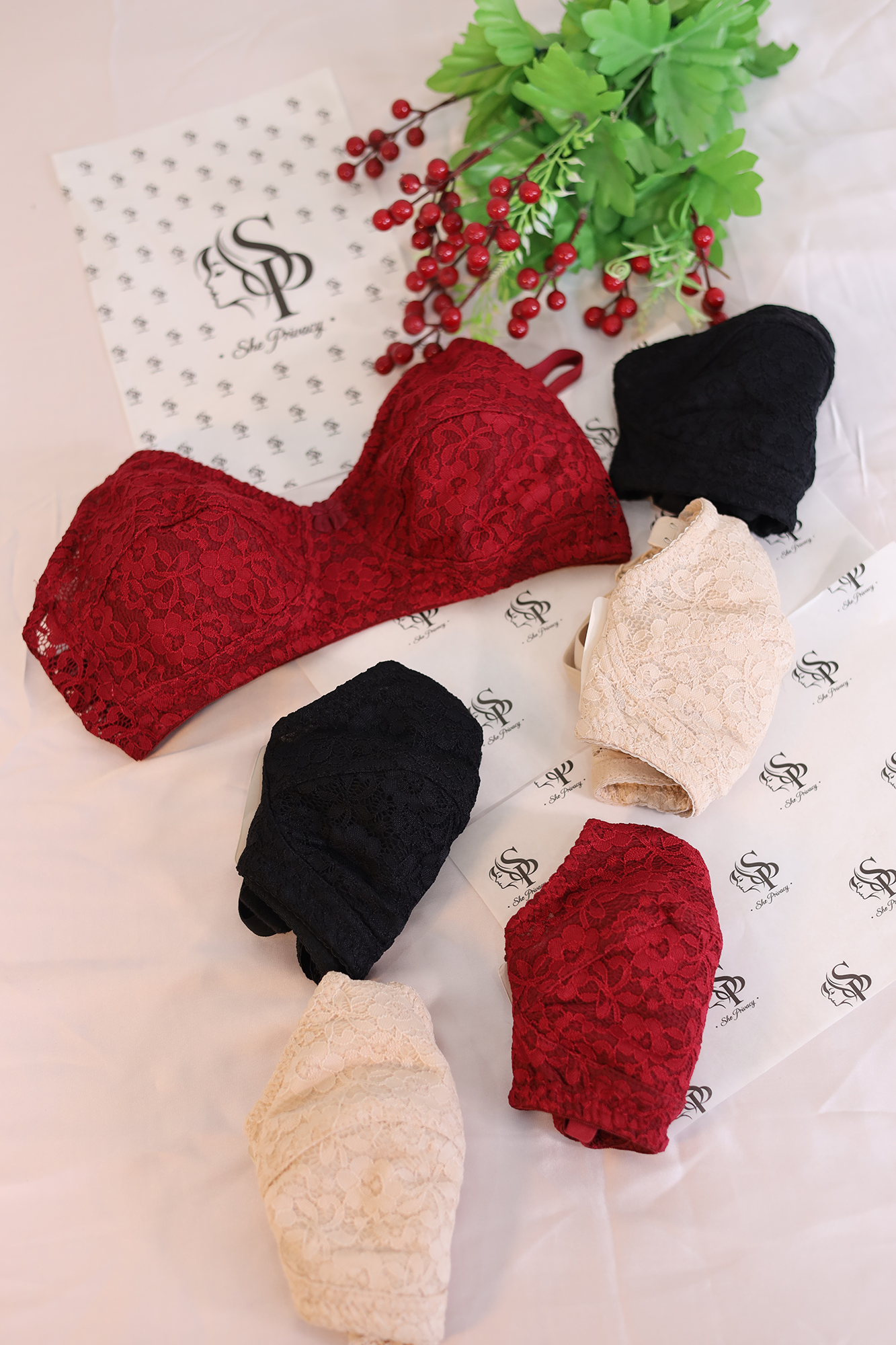 Pack of 2 Floral Lacy Design Wired Half Cup Double Pad Push-Up Bras – 0072