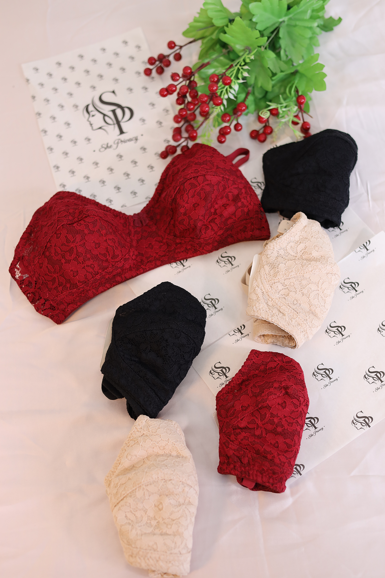 Pack of 2 Floral Lacy Design Wired Half Cup Double Pad Push-Up Bras – 0072