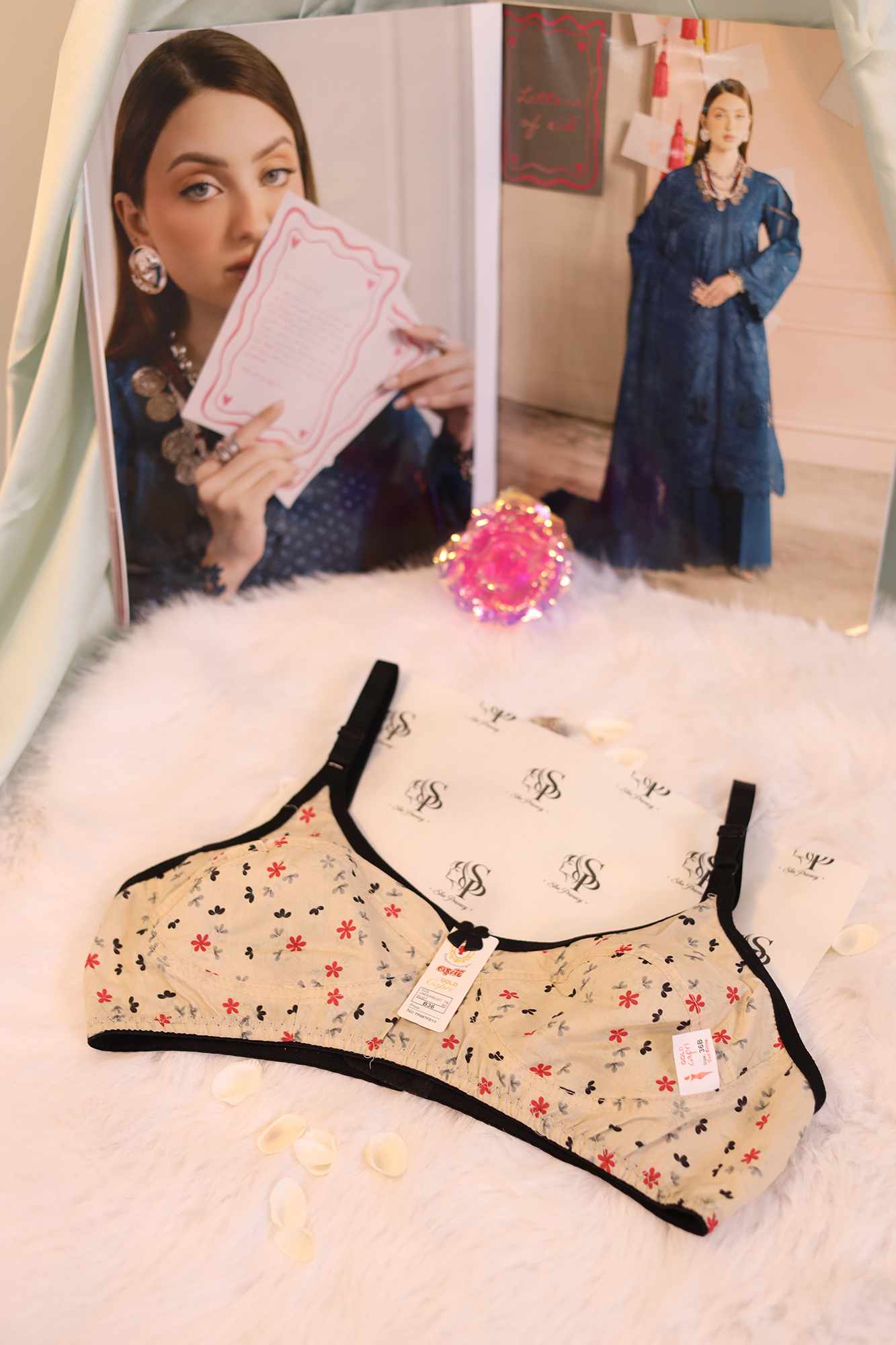 Tulip Soft Cotton Full Coverage Bra Multicolor Floral Print - 073