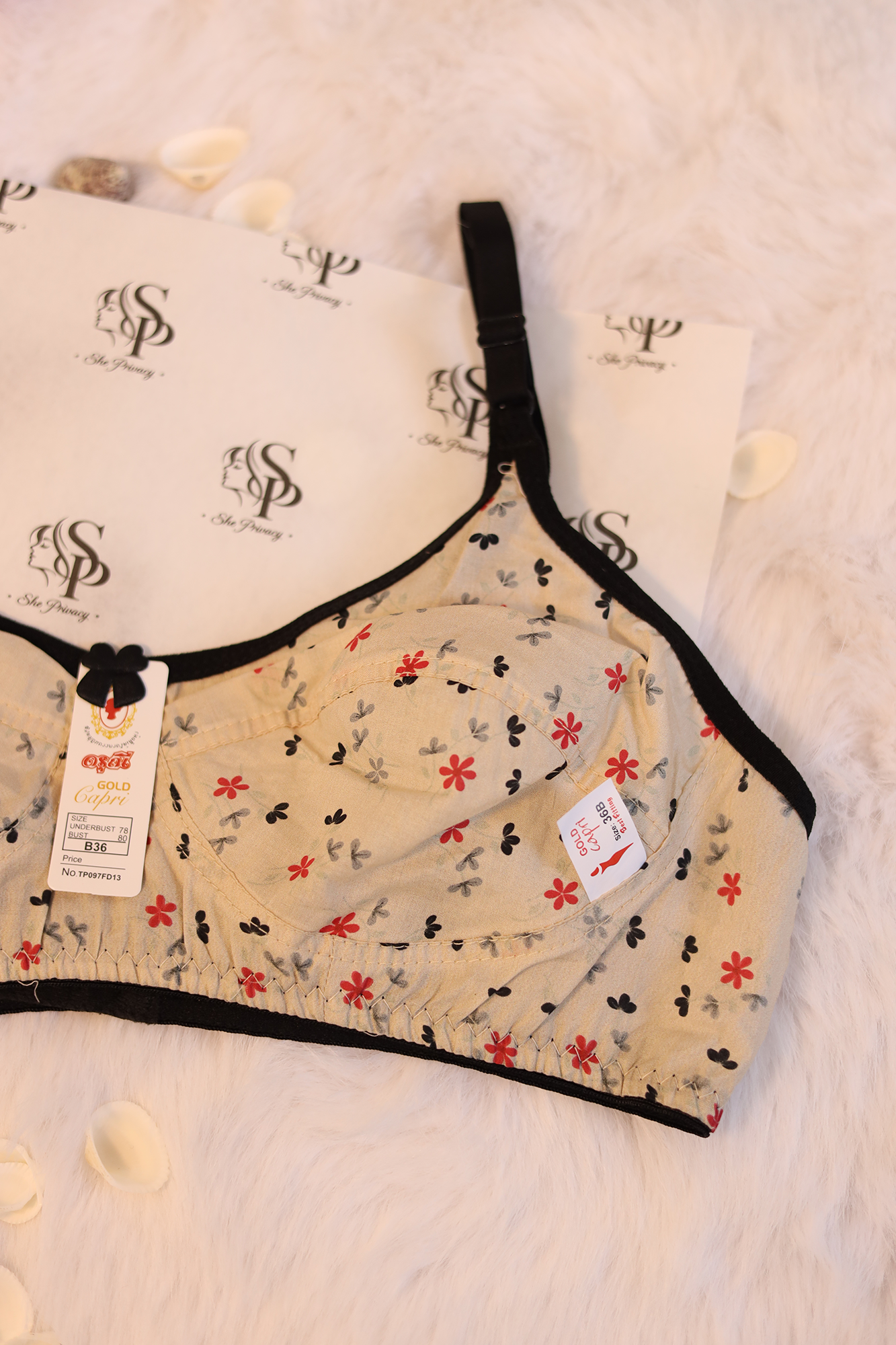 Tulip Soft Cotton Full Coverage Bra Multicolor Floral Print - 073
