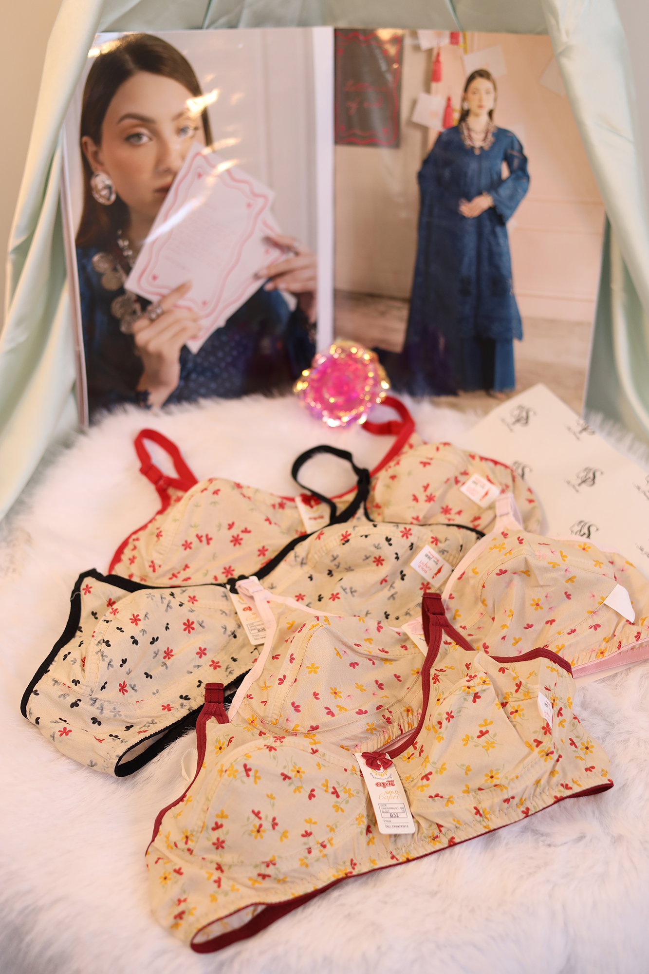 Tulip Soft Cotton Full Coverage Bra Multicolor Floral Print - 073