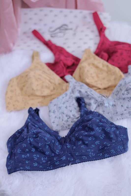 Pack of 4 Soft Cotton Butterfly Design Bras – 0077