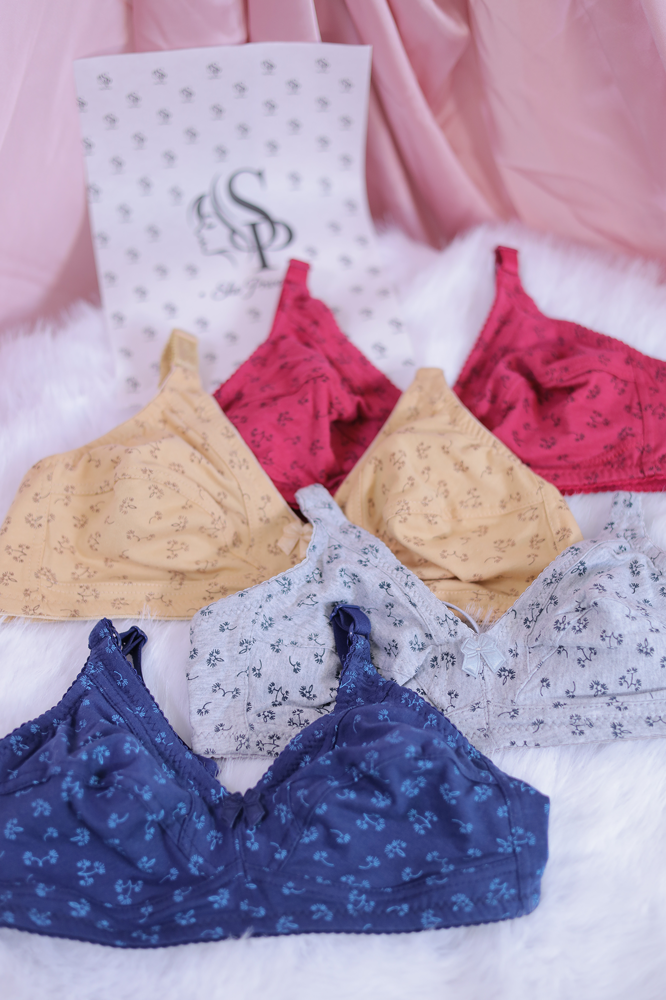 Pack of 4 Soft Cotton Butterfly Design Bras – 0077