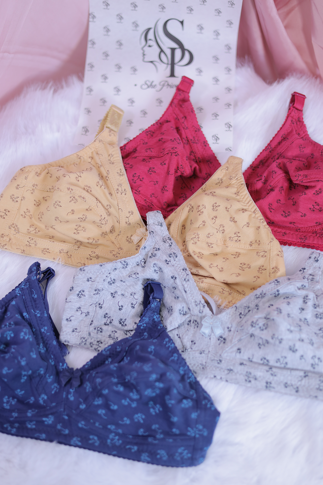 Pack of 4 Soft Cotton Butterfly Design Bras – 0077
