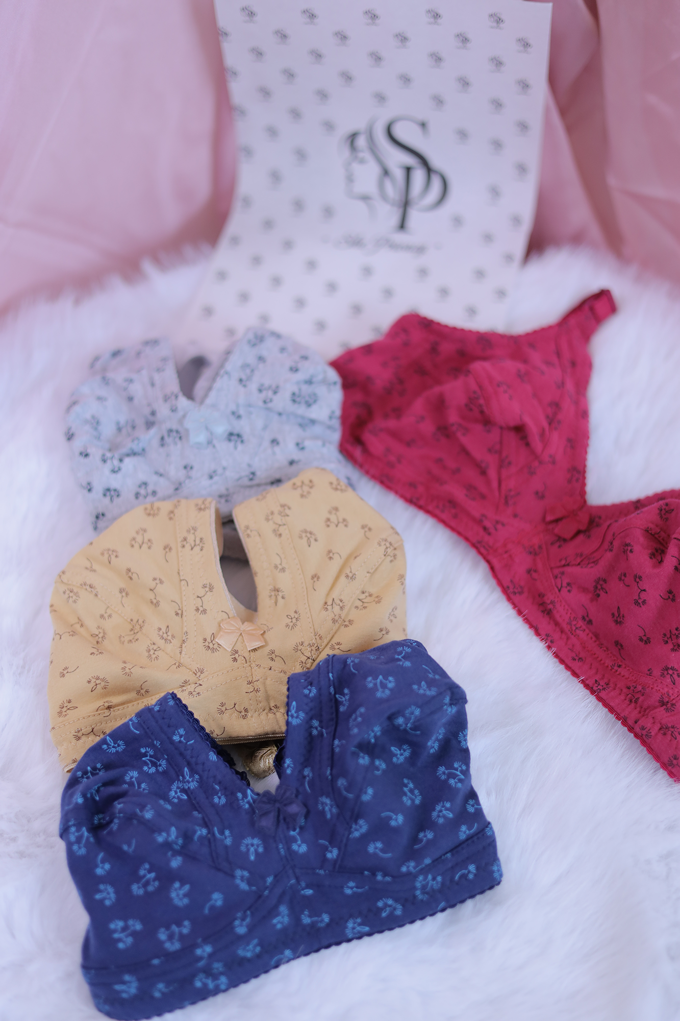 Pack of 4 Soft Cotton Butterfly Design Bras – 0077